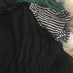 black shirt with striped sleeves